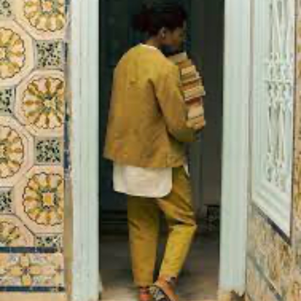 Alix Cotton Check Trousers | Golden Olive, Medium - Picture 9 of 10